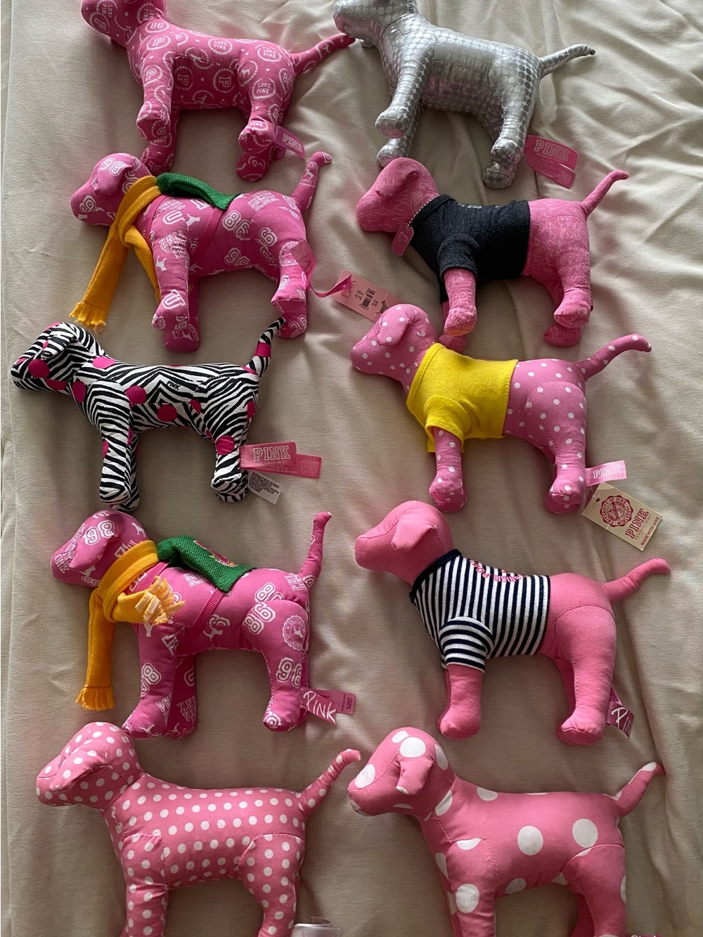 PINK Victoria's Secret Plush Dog Collection - Pink with Accents